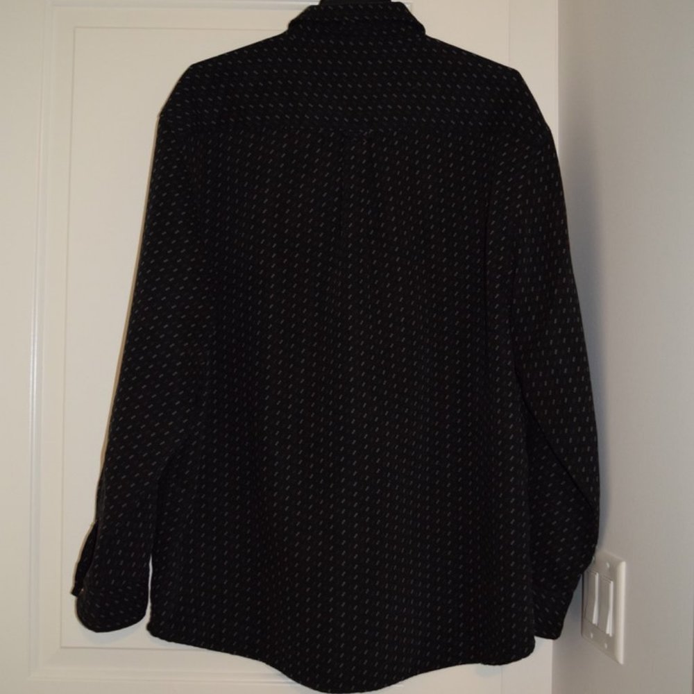 3 for 30 ~ Denver Hayes Button Down Shirt Sueded Fabric Black & Ivory Pattern XL - Picture 5 of 7